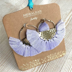 New Shiraleah Anya Fringe Hoop Earrings |‎ Gold/Lavender